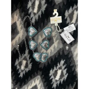 Modern Heritage Silver Heart Concho Belt Turquoise Western Boho M/L